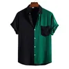 M￤ns avslappnade skjortor Summer Men's Fashion Splice Short Sleeve Shirt Cotton Top