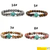 Bracelets de braceletes de estilo de tartaruga mar￭tima de estilo de ver￣o para homens cl￡ssicos 14 cores coloras de pedra natural e el￡stica de amizade de pulseira de praia j￳ias ys222