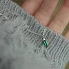925 Sterling Silber Halskette Europäischen Einfache Quadratische Grüne Kristall Anhänger Schlüsselbein Kette Frauen Klassische Überzug 14k Gold Schmuck