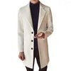 Hommes Trench Coats Hommes Pardessus Épaissir Manteau Simple Poitrine Épais Col Rabattu Veste En Laine Coldproof