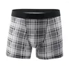 Caleçon Hommes Plaid Coton Confort Boxer Briefs Sport Taille Haute Grande Poche Élastique Sous-Vêtements Culotte Maison Shorts Grande Taille