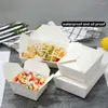 Flatware Sets 10pcs White Kraft Paper Lunch Box Fast Takeaway Packaging Boxs Sushi Salad Fruit Cake Sandwich Boxes