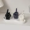 Middle Finger Scented Candle Pastel Room Decor Aesthetic Pine Fragrance Soy Wax Aromatherapy Hand Gesture Candles Desk Statues Sculpture Decorations Gift
