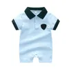 Newborn Baby Romper 2023 Summer New Style Short Sleeve Turn-down 100% Cotton Kids Boys Girls Clothing Baby Jumpsuits