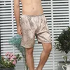 Männer Nachtwäsche Männer Seide Satin Druck Shorts Hohe Qualität Hosen Casual Hosen Pyjama Männlichen Lose Homewear 7xl