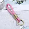 Key Rings Ancient Sier Bronze Key Ring Simple Weave Keychain Bag Hangs For Women Men Fashion Jewelry Black Red Blue Drop Delivery Dhmuy