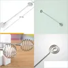 Spoons 304 Stainless Steel Honey Spoon 20.5Cm Solid Handle Screw Spin Stirring Rod Mini Prevent Rusting Egg Whisk Kitchen Accessorie Dhufr