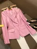 Damesleer Faux Lautaro Spring Stijlvolle korte roze zachte Pu Blazer Lange Mouw Slim Fit Luxury Jackets For Women Elegant Fashion 5XL 221125