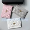 Card Holders travel wallets Coin Purses Double c logo luxury lambskin caviar Credit card slots Womens man leather cardholder lady key pouch mini wholesale 10 colors