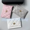 Kaarthouders reisportemonnees Portemonnees Dubbel c-logo luxe lamsvachtkaviaar Creditcardsleuven Womens man lederen kaarthouder lady key pouch mini groothandel 10 kleuren