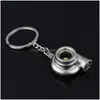 Keychains Bedanyards Fashion Keychain Metal Turbine Keyring Car Turbo Charger Blowing Hine Key Rings Saco de joias pendentes penduradas Drop Dhpkg