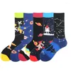 Men's Socks Men Cotton Stars Creative Funny Universe Starry Sky Rockets Trend Harajuku Novelty Cute Middle Tube