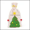 Autres fournitures de fête festives Sac de bonbons d'arbre de Noël Cookie Man Snowman Impression Bundle Pocket Cadeau Emballage Stockage Home Party Su Dhmje