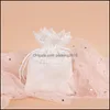 Sacchetti di imballaggio Matrimonio Pizzo Caramelle Dstring Sacchetto di imballaggio Gioielli Confezione regalo Borse Souvenir Ricamo Bianco 1 46Xz Q2 Drop Delivery Office Dh2Ir