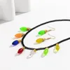 Collier ras du cou avec pendentif en forme d'ampoule de lumières colorées de noël, collier à breloques pour fête, cadeaux de noël