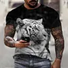 Męskie koszulki męskie koszule letnia koszula tygrysa mężczyzn 3D swobodny moda krótki rękaw 2022 Dzieci z druku dla zwierząt Tshirt Cool Tops Ubranie