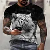 Camisetas masculinas camisa de tigre de verão masculino 3d moda casual manga curta 2022 infantil camiseta estampada de animais