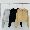 Träningsoveraller för kvinnor Active Sets Yoga Sweatshirt Lu-01 Scuba Halv Zip Hoody Utomhus Fritidströja Gym Kläder Dam Toppar Träning Fitness sfsdfsd