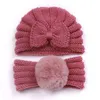 2 pièces hiver bébé chapeau bandeau ensemble pompon infantile bandeau arc bébé Turban chapeaux enfants bonnet enfant en bas âge casquette pour filles garçon accessoires