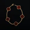 Pulsera de cadena de dise￱ador de lujo de cuatro hojas CLAEF CLAEF Fashion Women's Gold Bracelets Joyer￭a de alta calidad con caja