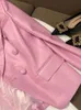 FAUX FAUX FAUX LATARO Spring élégant rose rose doux PU Blazer Long Slim Fit Luxury Vestes pour femmes élégant mode 5xl 221125