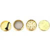 Other Smoking Accessories Gold Plated Coin Shape Smoking Grinders Round Zinc Alloy Herb Grinder 4 Layers Smoke Crusher Diameter 40Mm Dhwcb