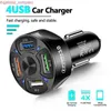 Автомобиль Universal USB CAR Charger 4 Ports Quick 7a Fast Зарядка для iPhone 11 Pro Xiaomi Huawei Мобильный телефон Двойной USB Adapter Adapter