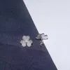 Studörhängen Soelle Luxury 925 Sterling Silver Full Micro Cubic Zirconia Three Leaves Flower for Women Fashion Jewelry