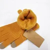 Diseñador Espesar Carta Cinco Dedos Guantes Para Hombre Para Mujer Otoño Invierno Cálido Suave Color Sólido Marca Impresión de Letras Cuero Genuino Cashmere 002