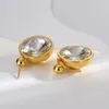 Stud Earrings Big Pendant Fashion Light Luxury Zircon S925 Silver Needle Trend Matching Jewelry Plated 18K Gold