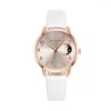 Montres-bracelets Dames Vente De Luxe Montre Quartz Ensemble Pu Avec Cadran Motif Lune Relojes Para Mujer