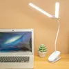 Lámparas de mesa Lámpara de escritorio LED para estudio Plegable 360ﾰ Manguera flexible Cuidado de los ojos Doble cabeza Lectura Dormitorio Dormitorio