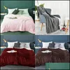 Blankets Solid Color Cashmere Blankets Office Single Person Double Deck Flannel Throw Blanket Mticolor Thickening Rug 31 32Bd J2 Dro Dhh5T