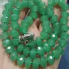 Fashion green 5x8mm jades faceted beads strand necklace women 18inch