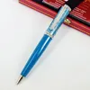 Luxury CT Classic Octagon Ballpoint Pen Green And Blue Silver/Golden Clip with Serial Number Writing Smooth Random Color Stone