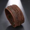 Charmarmband 2022 mode smycken vintage handvävd slät läder armband manschett brett för mäns tillbehör pulsera