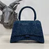 Borse da Sera Borsa A Tracolla Clessidra Con Strass Mano Mezzaluna Luccicante di Lusso Donna i Vera Pelle Diamanti YT5321