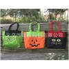 Borse portaoggetti Borsa portaoggetti portatile per regali di Halloween Zucca Cat Pattern Tote Bags Resuable Snack Candy Handbag Nuovo arrivo 14 5Jz Bb Dr Dh1Am