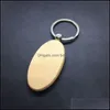 Party Favor Customized Blank Round Heart Square Shape Wood Keychains Creative Wooden Key Buckle Wedding Birthday Gift For Man And Wo Dhmp8