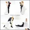 Décoration de fête Centres de table pratiques Décorations de mariage Cérémonie Gâteau Ornement Marié Mariée Couple Figurine Résine Poupée Facile Dhf32