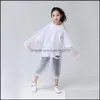 Raincoats Kids Hood Raincoat With Button Eva Plastic Thicken Solid Color Travel Poncho Rainwear Transparent Rain Coat Non Disposable Dhfjq