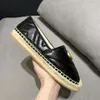 Ny lyxvarumärkesdesign getläderkvinna espadrilles klassisk högkvalitativ slip på loafers bekväma platt fiskare skor asdadawsdasdawsasds