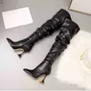 Stiefel Sexy Schwarz Oberschenkel Hohe Frauen Patent Leder Heels Über Das Knie Für Punkt Zehe Fetisch Party Lange Schuhe 220901