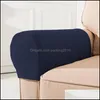 Chair Covers 2Pcs Set Cloth Handrail Er Lattices Solid Color Chair Armrest Case Sofa Thickening Non Slip Protective Sleeve Couch Dec Dho8N