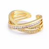 Alyans Aibef moda kübik zirkonia x ayarlanabilir açık şekil yüzüğü kadın nişan altın kaplama bohemia takı hediyesi