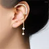 Dos Boucles D'oreilles 14K Or Rempli Perle Clip Boucle D'oreille Oreille Grimpeur Manchette Boho Bijoux À La Main Naturel Oorbellen Femmes