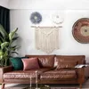 Tapisserier macrame boho tapestry v￤gg h￤ngande handv￤vd bomull rep hem dekor nordisk konst tassel l￤genhet sovsal rum dekoration