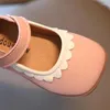Flat Shoes Girls Leather 2022 Autumn Square Toe Mary Janes Kids Flats Ruffles Princess Children Baby Anti-slip Toddlers