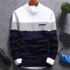 Maglioni da uomo 1 pz Moda Uomo Color Block Patchwork O Collo Manica lunga lavorata a maglia Top Camicetta Poliestere Spandex Casual Caldo 221125