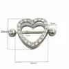 Anneaux 2 pièces coeur gemme balancent anneaux de mamelon chaîne mamelon bouclier anneau bijoux de corps mamelon bouclier anneaux bijoux Helix Piercing Barbell